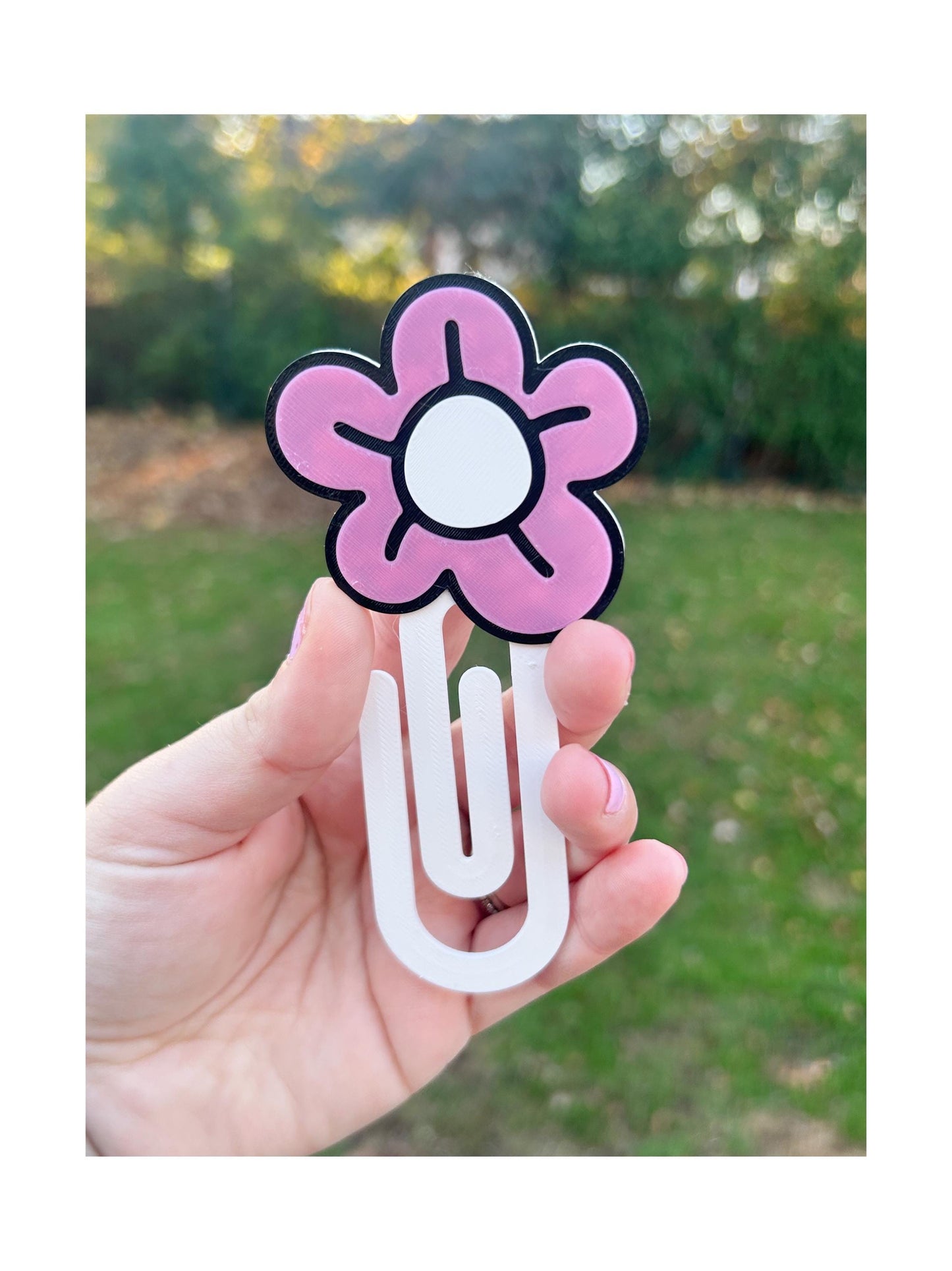 Pink Flower Paperclip Bookmark